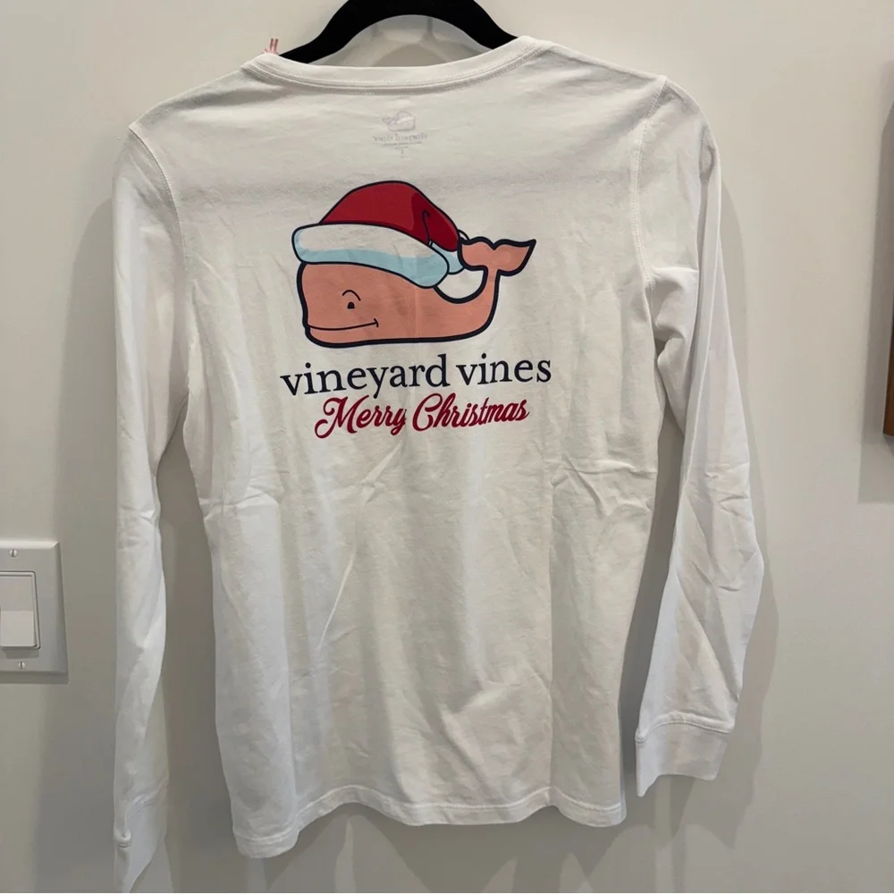 Vineyard Vines White Shirt with Santa Whale Logo - Picture 5 of 5